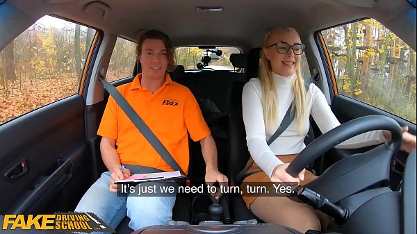 Fake Driving School Awesome Natural tits exposed during learner lesson  