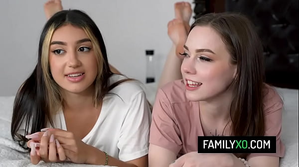 Sexy teen stepsister and her slutty bff fucks with her stepbrother 