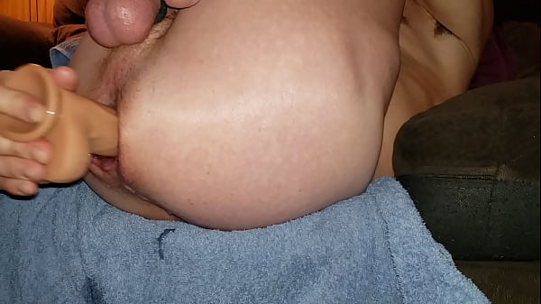Uncontrollable anal orgasm while pushing dildo 