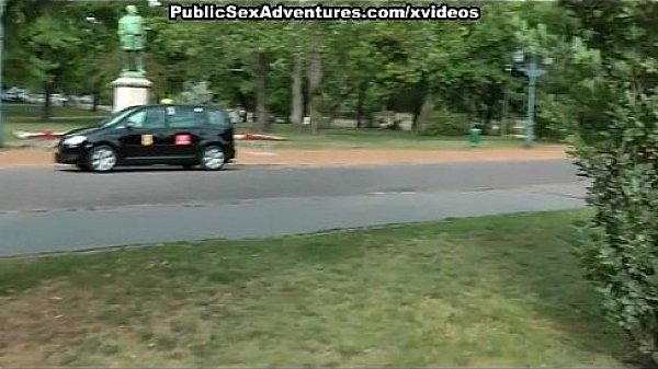 Nasty brunette in public blowjob 