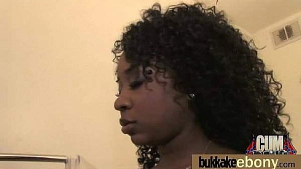 Hot ebony chick in interracial gangbang 9