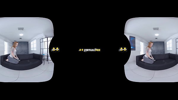 After peeing her pants Foxie strips out of them in vr porn movie