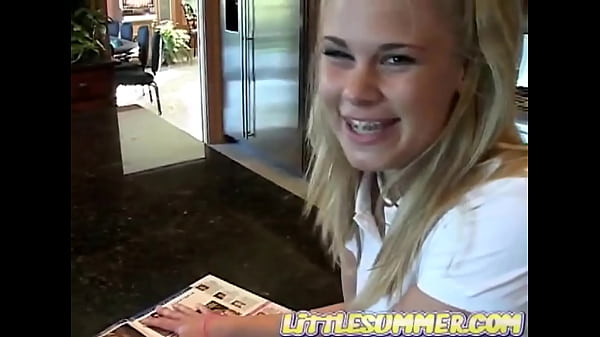 Sexy American Blonde Teen Little Summer showing off her small tits  