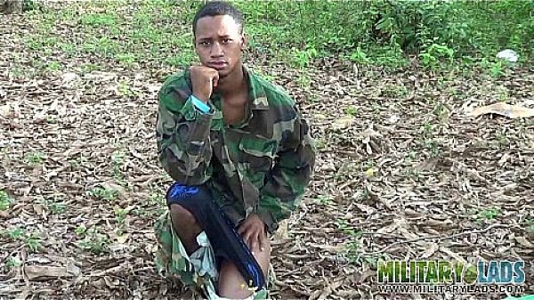 Young gay commando flashes alfresco