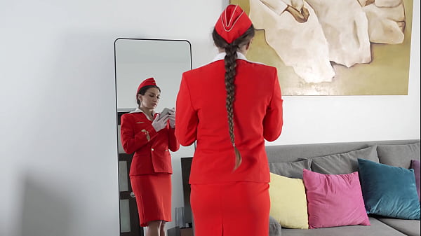 Russian Airlines stewardess got a huge pussy creampie from the pilot