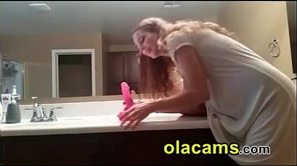 Amazing teen ride a dildo on bathroom