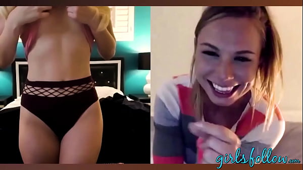 Lesbian babes pussy fingering on cam  