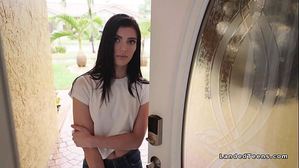 Pale teen escapes from rain and fucks