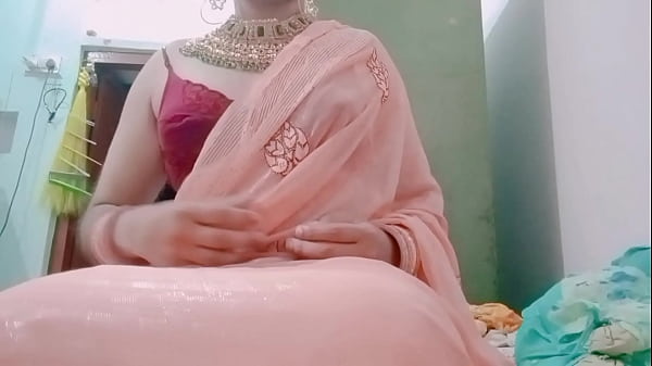 Indian Gay Crossdresser Bottom Gaurisissy milking her big boobs and fingering in her big ass in cream silky saree with heavy jwellery real xxx sex 
