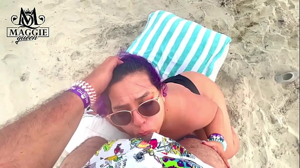 Maggiequeen facefuck and cum on tits on a desert island  