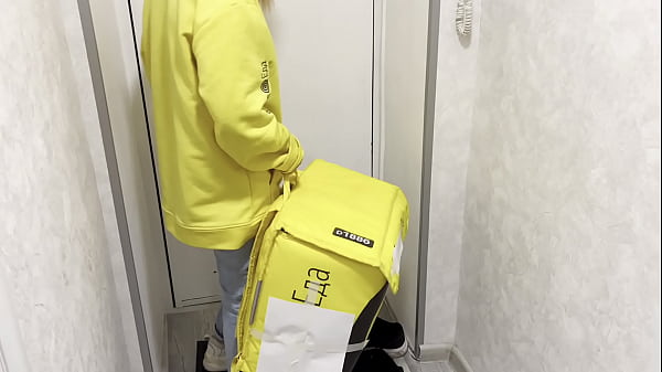 Facefucking pizza delivery girl and cum on mouth and boobs