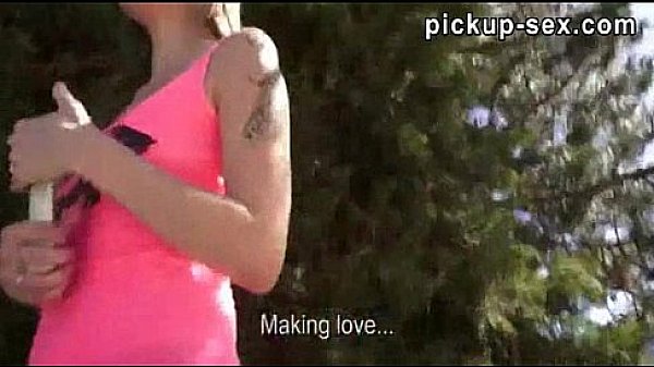 Slutty amateur blonde girl gets paid for public sex