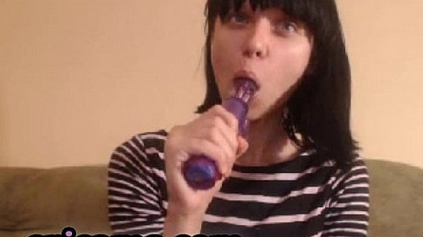 Russian teen doing a sweet dildo blowjob