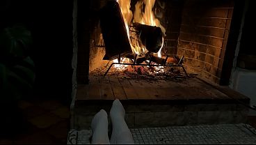 Cozy chilling with me in front of the fireplace..  