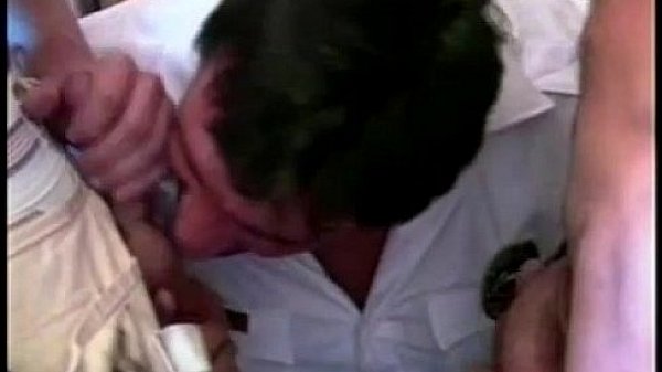 Cop sucking two gay bear dicks  