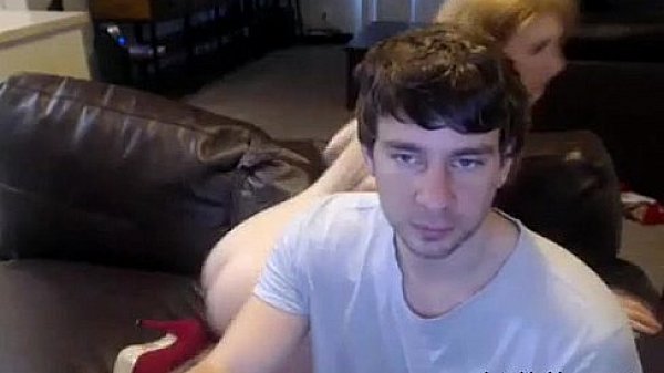 Blonde milf on webcam blows a cock