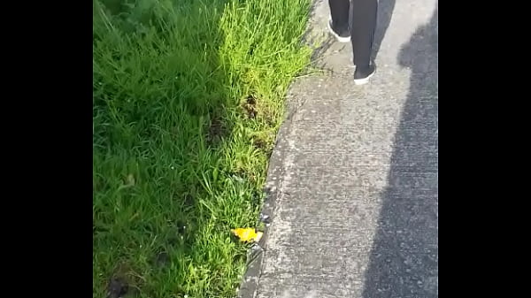 Mature black jeans on public