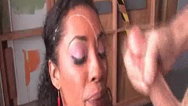 White Facials On Ebony Babe Face