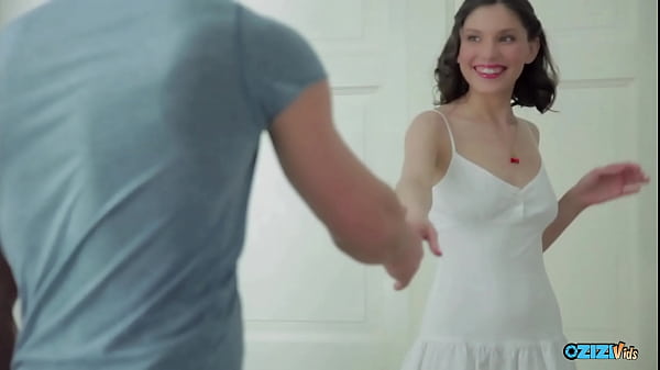 Pretty chick thanks a guy for the massage by riding his cock