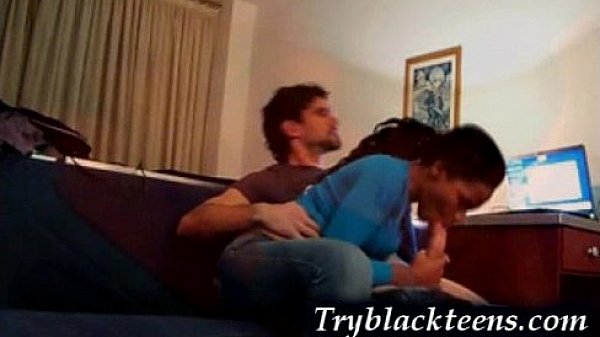 Black chick sucking that big white cock