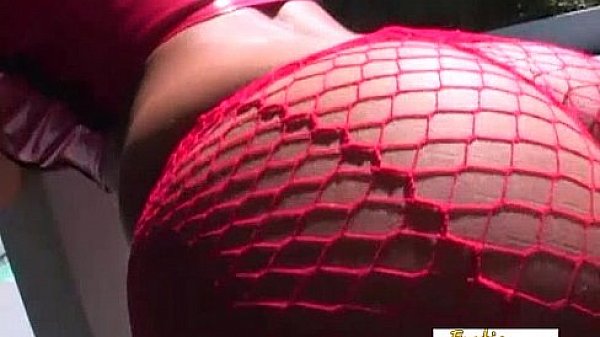 Brunette babe in fishnet stockings takes it up her tight asshole