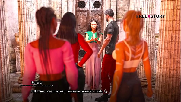 The Seven Realms -Atlas having Threesome sex with Leyala, Kali & Naya - Visual novel 