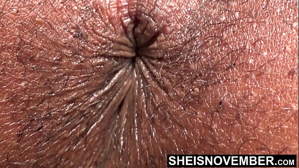 I'm Poking Out My Stinky Big Ass Hole And Hairy Pussy Lips Closeup, Cute Ebony Girl Sheisnovember Hot Brown Thighs Spread Apart While Winking My Asshole Posing, Half Nude and Bottomless In Her Bedroom While Natural Tits Exposed  on Msnovember