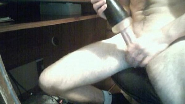 Teen slides thick cock in fleshlight, external cumshot