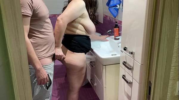 Mature MILF went into the bathroom and wanted to wash up, but her big ass was fucked in anal and given a dick in her mouth