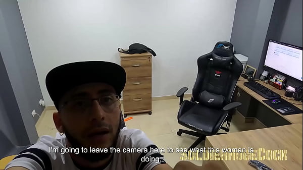 While she cleans my office, she starts flirting with me so that I'll fuck her and ejaculate on her pretty face!