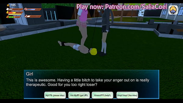 Femdom anime girl takes slaveboy a leash