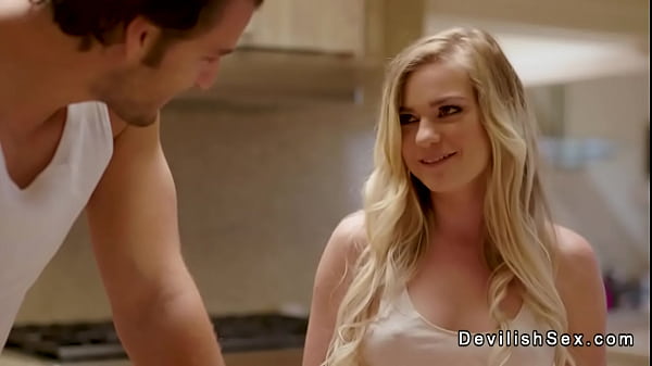 After petite blonde wife Chloe Foster brought up idea to her husband that she wants to try something new he brought her to coast house for sex  