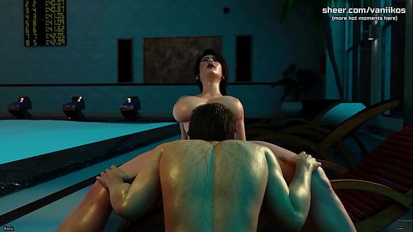 FreshWomen | Busty Young Babe With A Big Ass Rides A Big Cock By The Pool And Swallows Cum | 3D Animated Porn Game | Part #4 