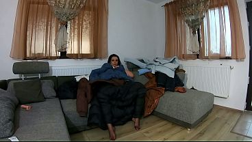 Masturbation in Fluffy Down Jackets & Long Coats with Dirty Talk