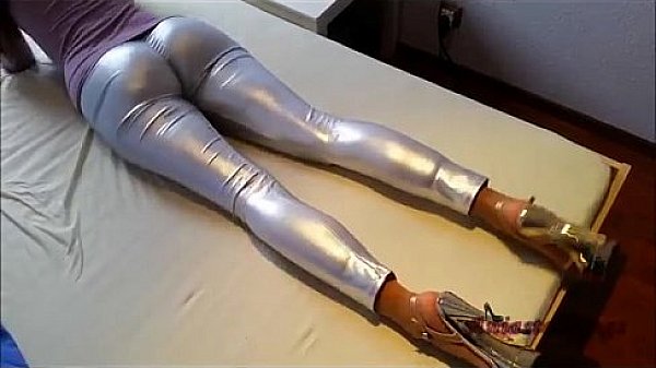 ANIA in Silver Leggings  Gloves  High Heels
