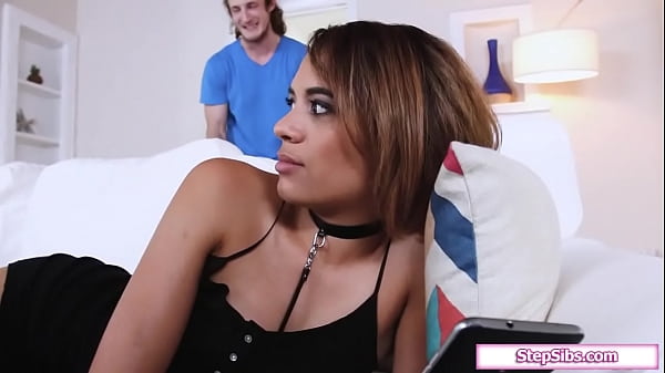 Tall brunette babe pranks her stepbrother and he spanks her ass.He gets horny and fingers his stepsisters cunt.Then she gives him a bj and gets banged  