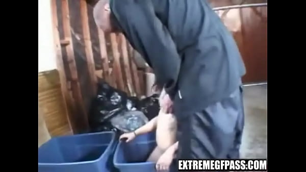 Extreme brunette girl gets fucked in shed