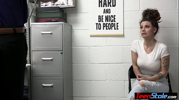 Busty inked teen shoplifter fucked by a dirty cop on CCTV