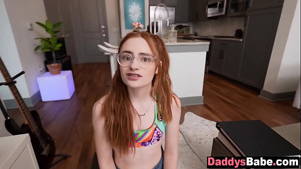 Skinny teen stepdaughter doing yoga & sucking stepdad  