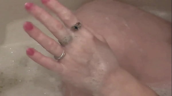 Milf. Soapy foam on tits, pussy, ass, legs. Sexy blonde Milf takes bathroom. Handjob. Solo MILF. Shower 