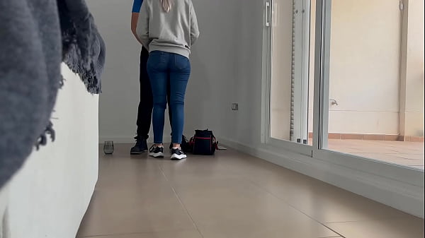 The young electrician is going to fix the socket in my living room, I give him a blowjob when I bring him water and I fuck him, he got a big surprise since he didn't expect to be fucked by an unknown beautiful girl like me