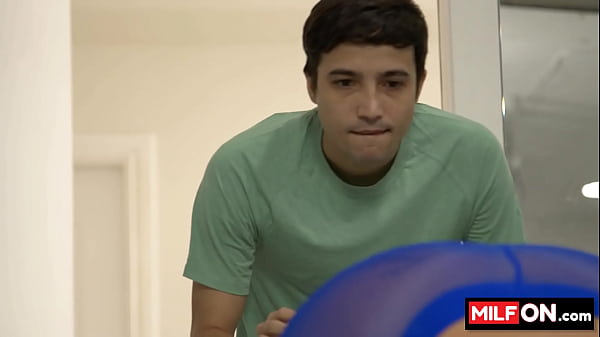 Horny busty mature hotties sucking dick while working out at the gym 