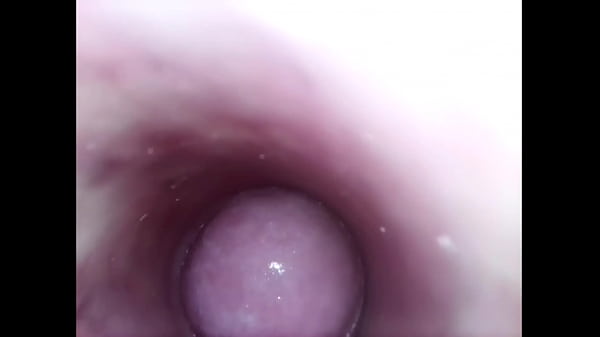 Camera inside her pussy while she fucks herself with 8 inch dildo