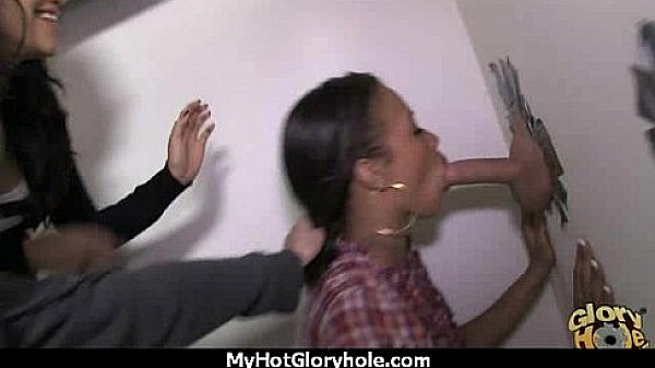 Ebony slut swallows cum sucking cardboard box gloryhole dick 16