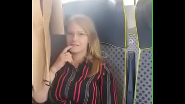 Busty redhead showing off her pussy on public transport, name needed