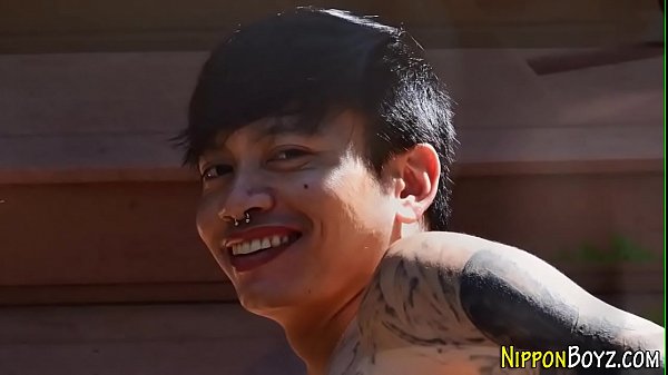 Tattoed gay asian rubs  