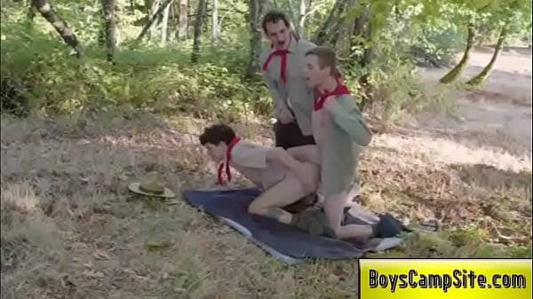 Erotic Scout Threesome outdoors 