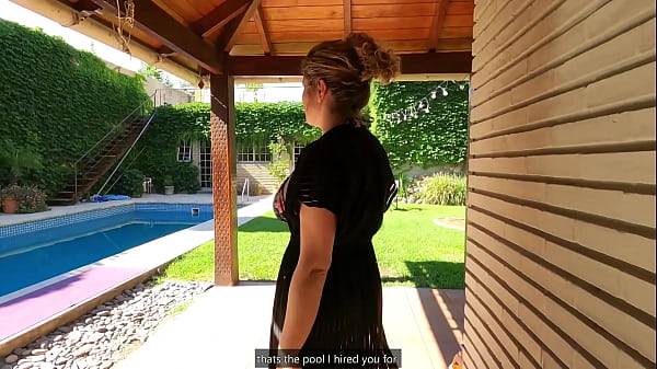 Huge tits latina MILF analized by a pool boy