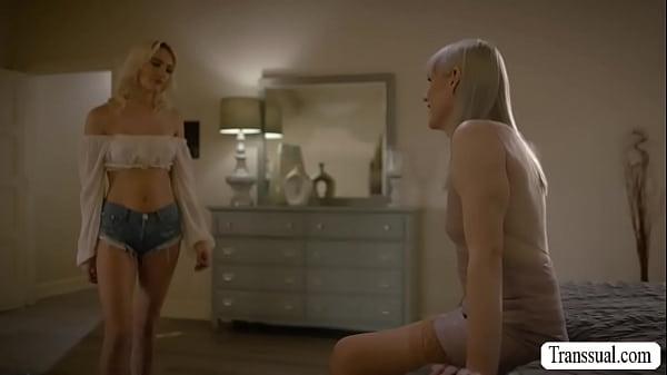 Sexy blonde goes to the room of her shemale friend and comforts her by sucking her shecock passionately.In return,TS babe licks and fucks her friend. 