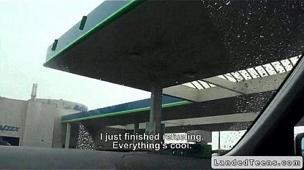 Russian teen hitchhiker giving blowjob in car